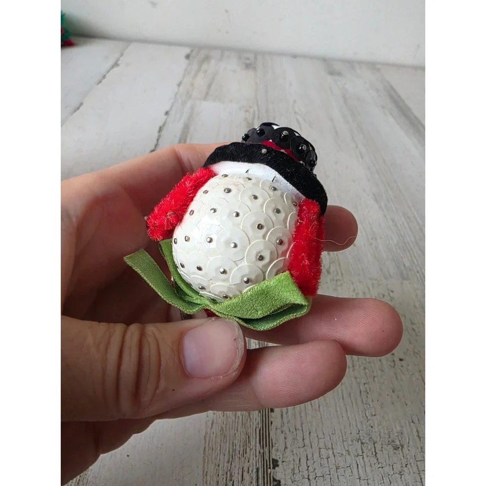 Vintage sequins snowman ornament beaded Xmas tree